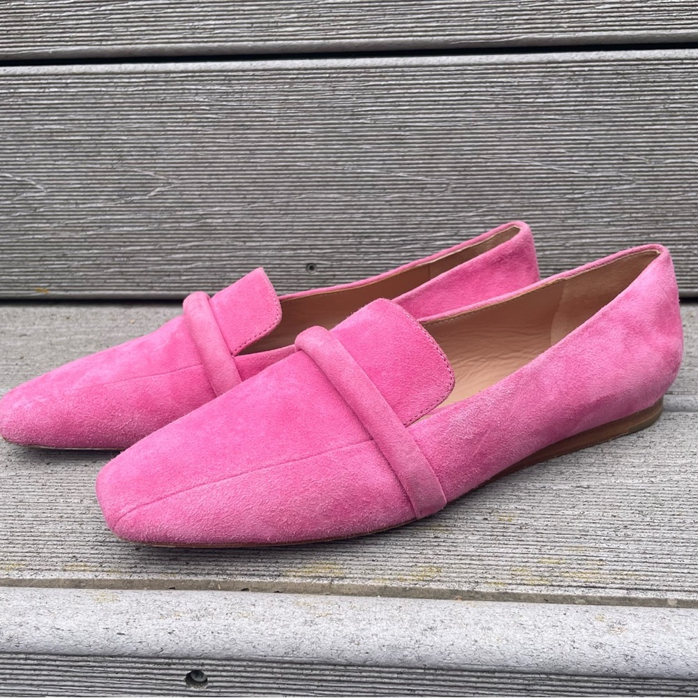 Veronica Beard Grier Tonal Band Suede Loafers French Rose Pink 6.5